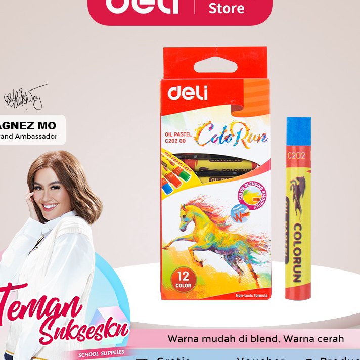 

☇✯✱ Deli Oil Pastel Crayon 12 Warna kualitas tinggi untuk campuran warna sempurna EC20200 Terbaru