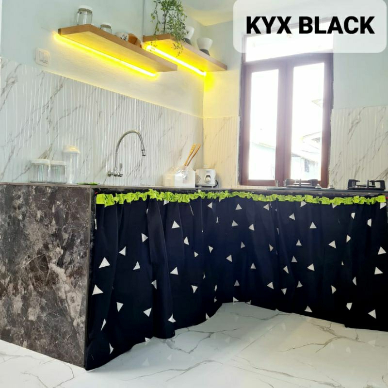BISA COD GORDEN KOLONG KYX BLACK WARNA HITAM MEJA  DAPUR MINIMALIS MODERN MOTIF MINIMALIS TIRAI MEJA