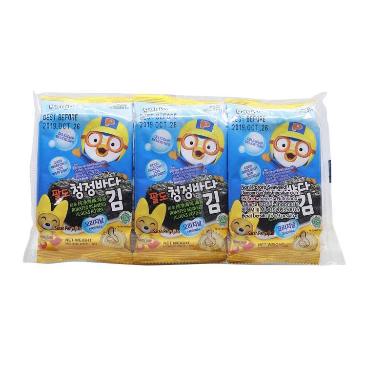 

➲➛☆ Pororo Roasted Seaweed Nori Rumput Laut Panggang Siap Makan - 3 packs - 15 gram