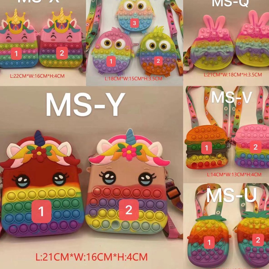 ➞✸✿ GROSIR JUMBO BESAR  TAS ANAK POPIT JELLY / TAS POP IT ANAK SELEMPANG UNICORN / TAS POP IT ANAK J