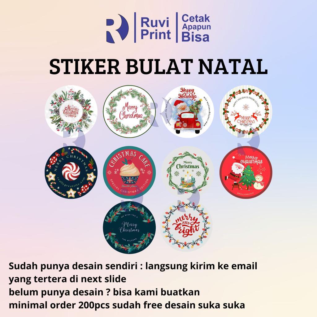 

STIKER STICKER LABEL BULAT NATAL MERRY CHRISTMAS NEW YEAR SANTA CEMARA HAMPERS