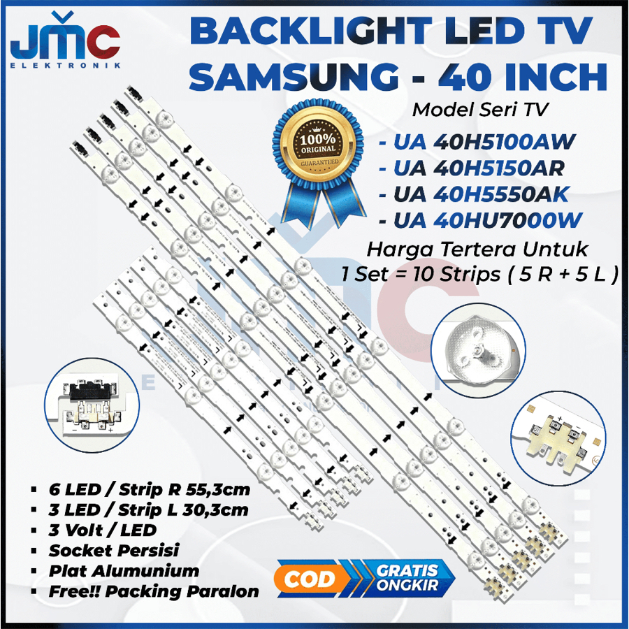 BACKLIGHT TV LED SAMSUNG 40 INCH 40H5150 40HU7000 40H5500 40H5100 40J5100 UA40H5150 UA40HU7000 UA40H