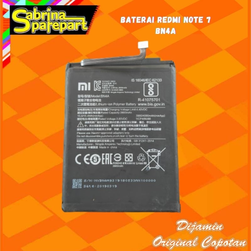 Baterai Batre Redmi Note 7 BN4A original copotan