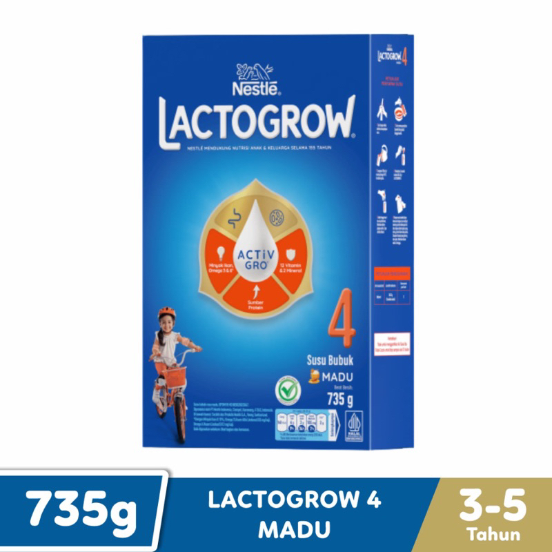 

Lactogrow 4 ActivGro 735gr (3-5 tahun) Rasa Vanila & Madu