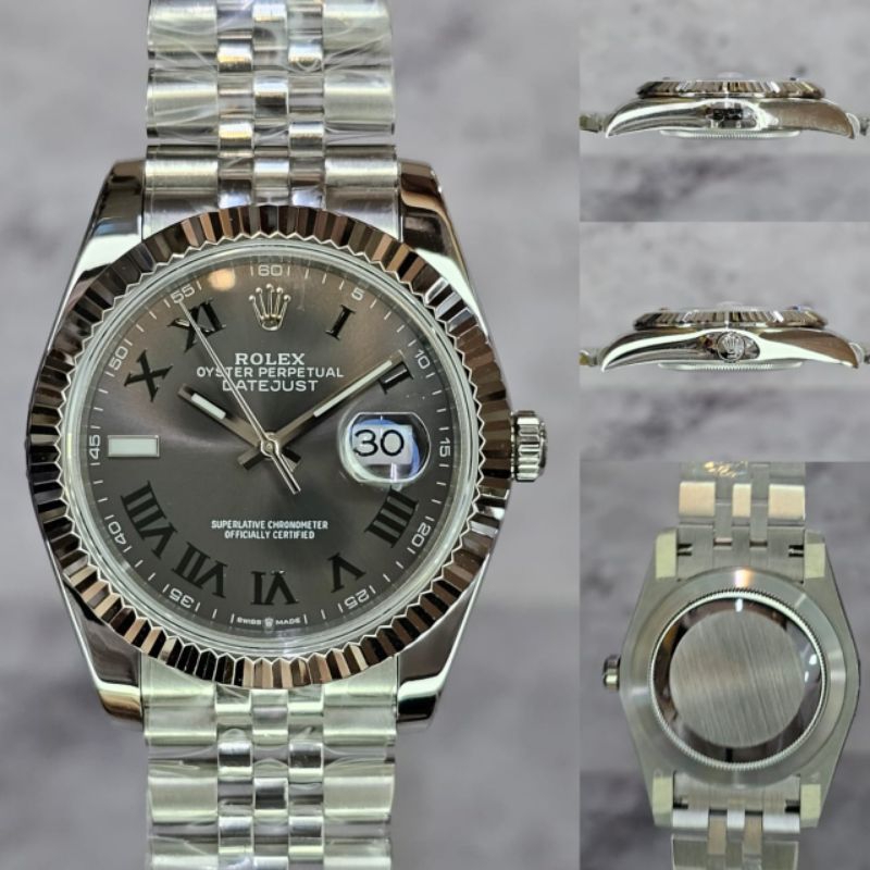 JAMTANGAN ROLEX DATEJUST WIMBLEDON Sapphire Body Swiss Silver Matic