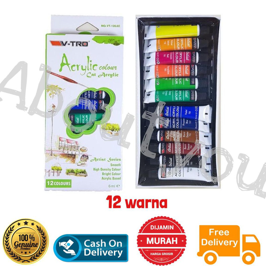 

Grosir Premium Set Acrylic CAT AKRILIK Set Lukis 12 warna Acrilic Paint Color Ready