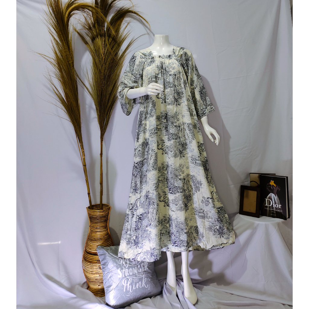 Hiyori Dress Pakaian Tidur dan Piyama Titania Bahan Katun Rayon diamond BUmil Hijab friendly.