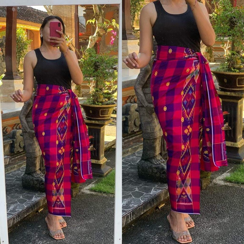 Kamen Lembaran Endek Tretes Set Selendang - Bawahan Tradisional Bali