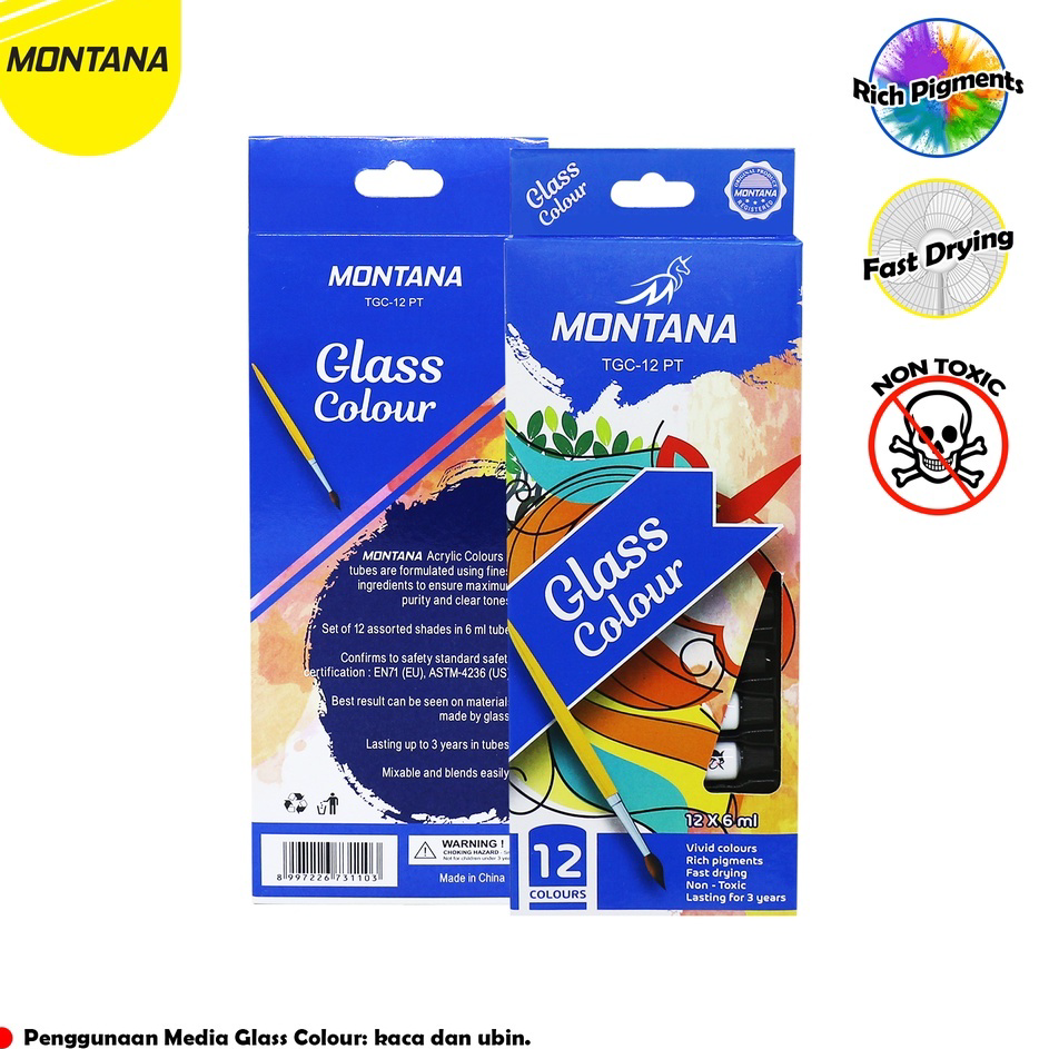 

Murah Banget MurahMurahATK GlassColor 12 Warna / Cat Akrilik Montana TGC-12 PT / GlassColor Tube