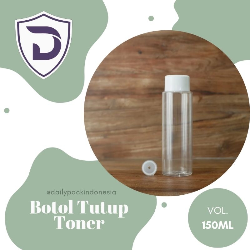 Botol Toner 150ml - Botol PET RF 150ml Clear + Tutup Remover + Inner Lubang ( Botol Skincare 150ml )