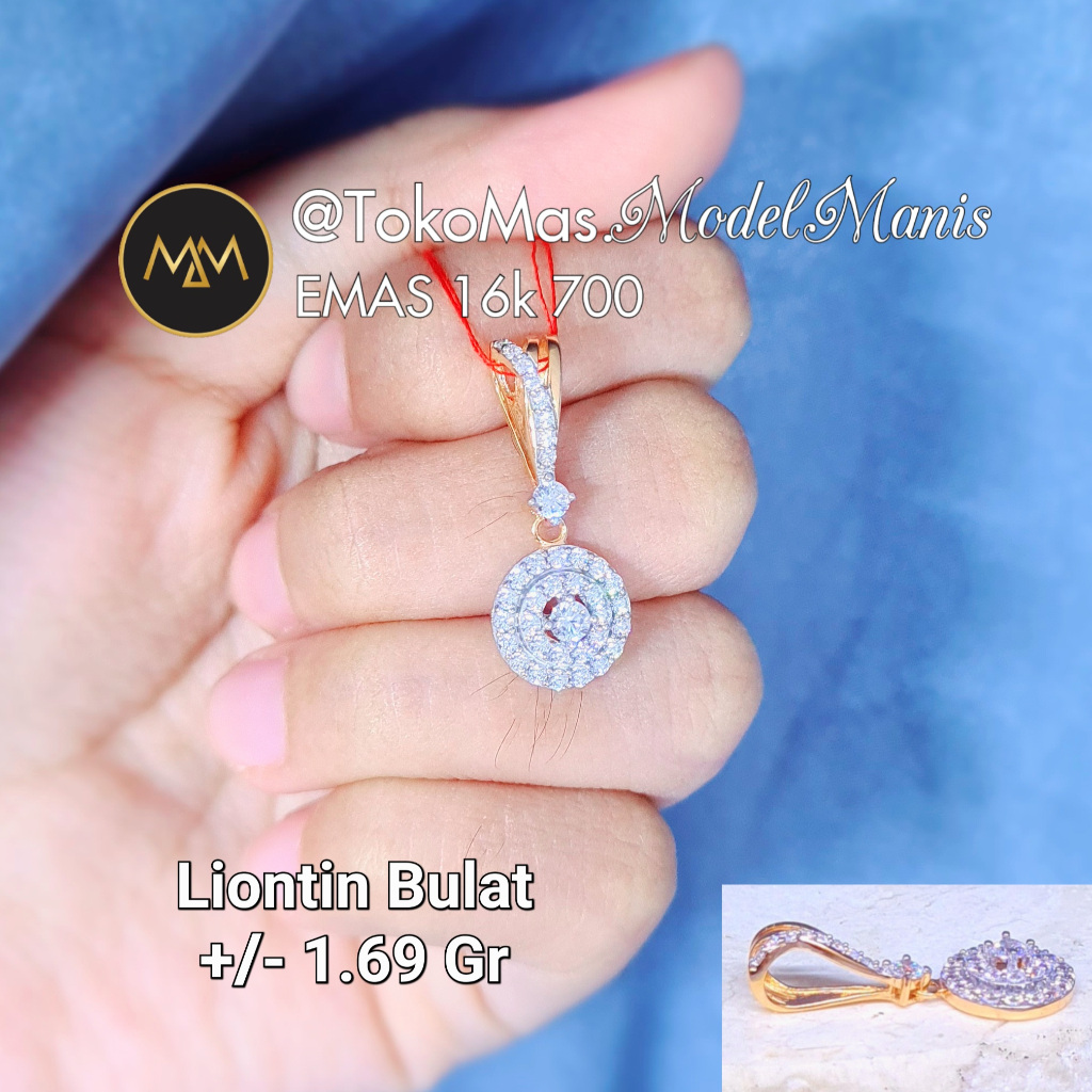Liontin Bulat Layer Emas Kuning Kombinasi Putih 700 kadar 16k