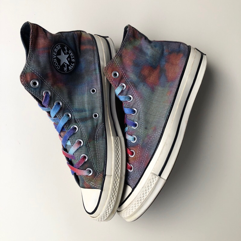 Sepatu pria SIZE 42 Converse Chuck Taylor All-Star 70 Hi 168752C Unisex Tie Dye Plaid Shoes HS521