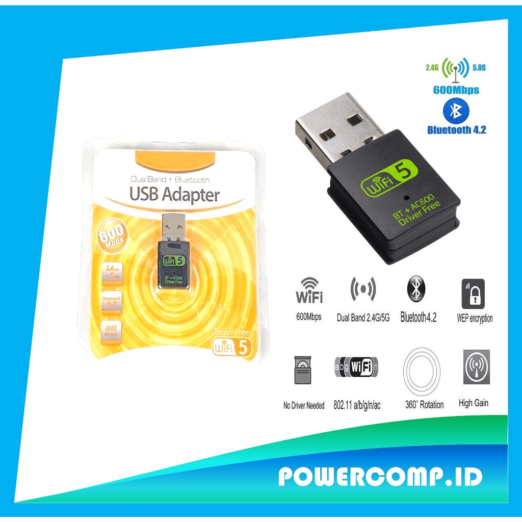 Wifi Adapter 600Mbps Dual Band + Dongle Bluetooth USB Wifi Adapter Dual Band WiFi Bluetooth Adapter