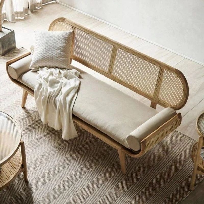 Unixlo - kursi sofa rotan minimalis, kursi rotan 2 seater kekinian