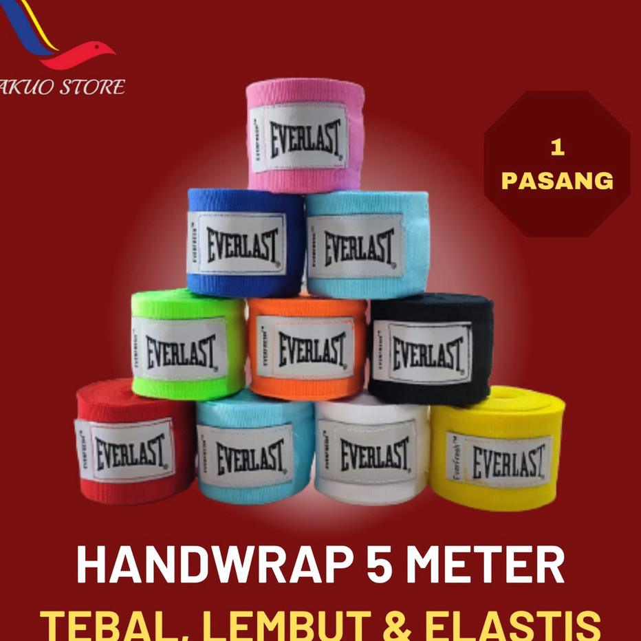Ready stock HAND WRAPS EVERLAST 5 METER MUAY THAI / HANDWRAP EVERLAST 5 METER Diskon