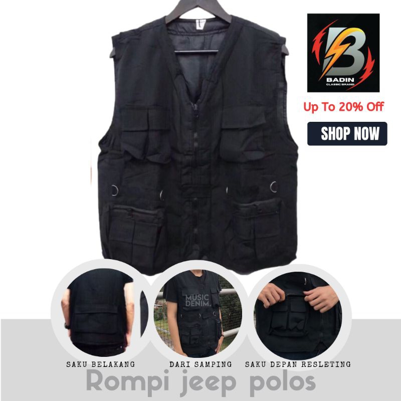 OVERSIZE ROMPI TACTICAL JEEP POLOS / VEST PRIA JUMBO LAPANGAN OUTDOOR CARGO SAKU BANYAK