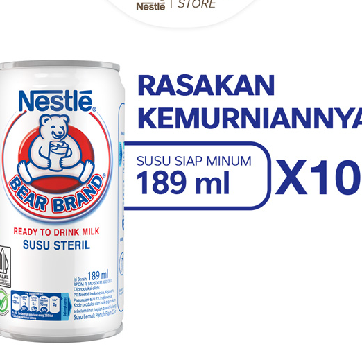 

KRRB0992 Terlaku.../ BEAR BRAND Susu Kaleng Susu Beruang Susu Steril 189ml 10 pcs