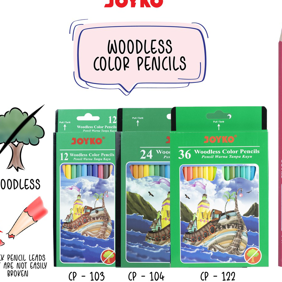 

➯✽✷ Joyko Pensil Warna Woodless Color Pencils Hexagonal Grip