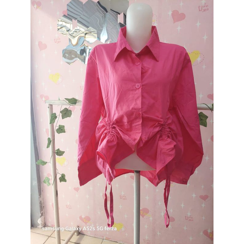 kemeja fushia serut