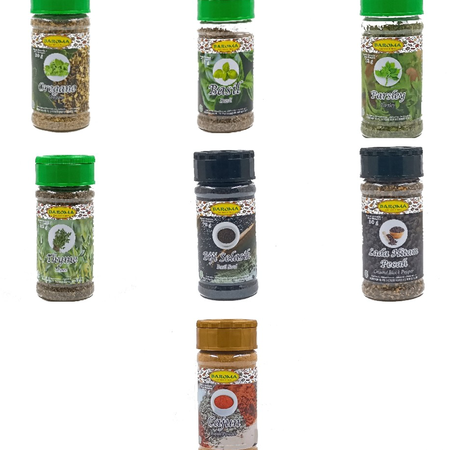 

Diskon Promo Oregano Basil Parsley Thyme Biji Selasih Lada Hitam Cajun Powder - Baroma Bumbu ➯⁂✯