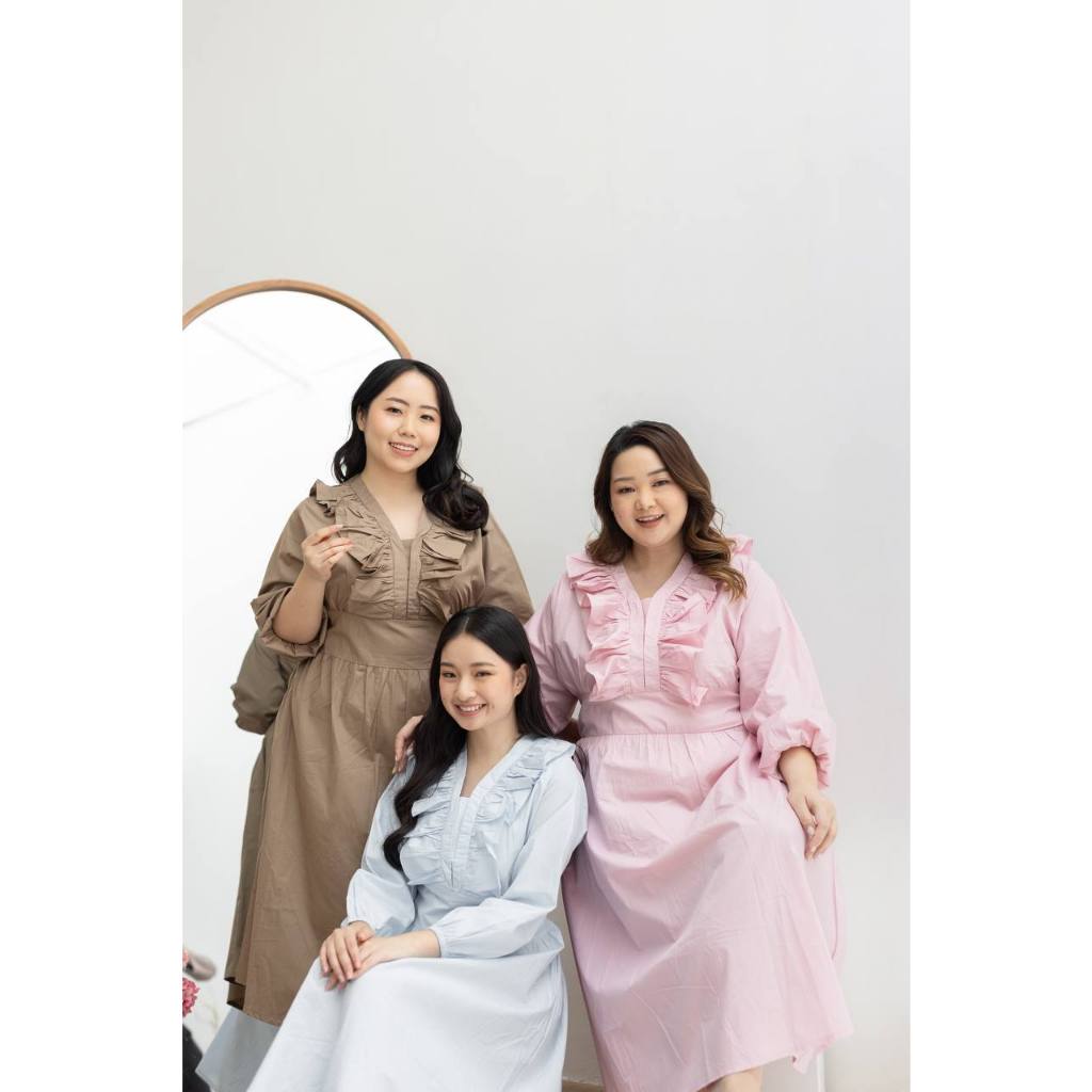Hera Dress Normal Grande | Dress Katun Wanita Casual Korea Lengan Panjang