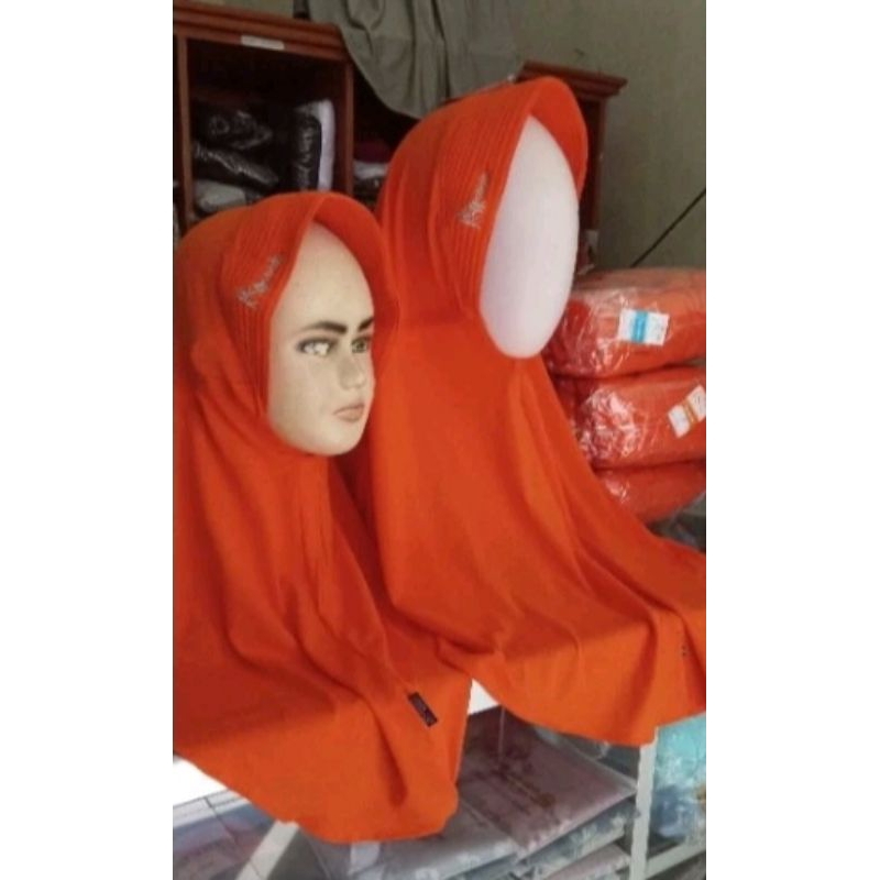 hijab serut anak dewasa warna orange tk sd dewasa merek amanda
