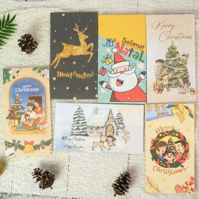 

AMPLOP NATAL LUCU DAN MURAH KLUG_MCC SURABAYA SANTA CLAUS RUSA ISI 5PCS