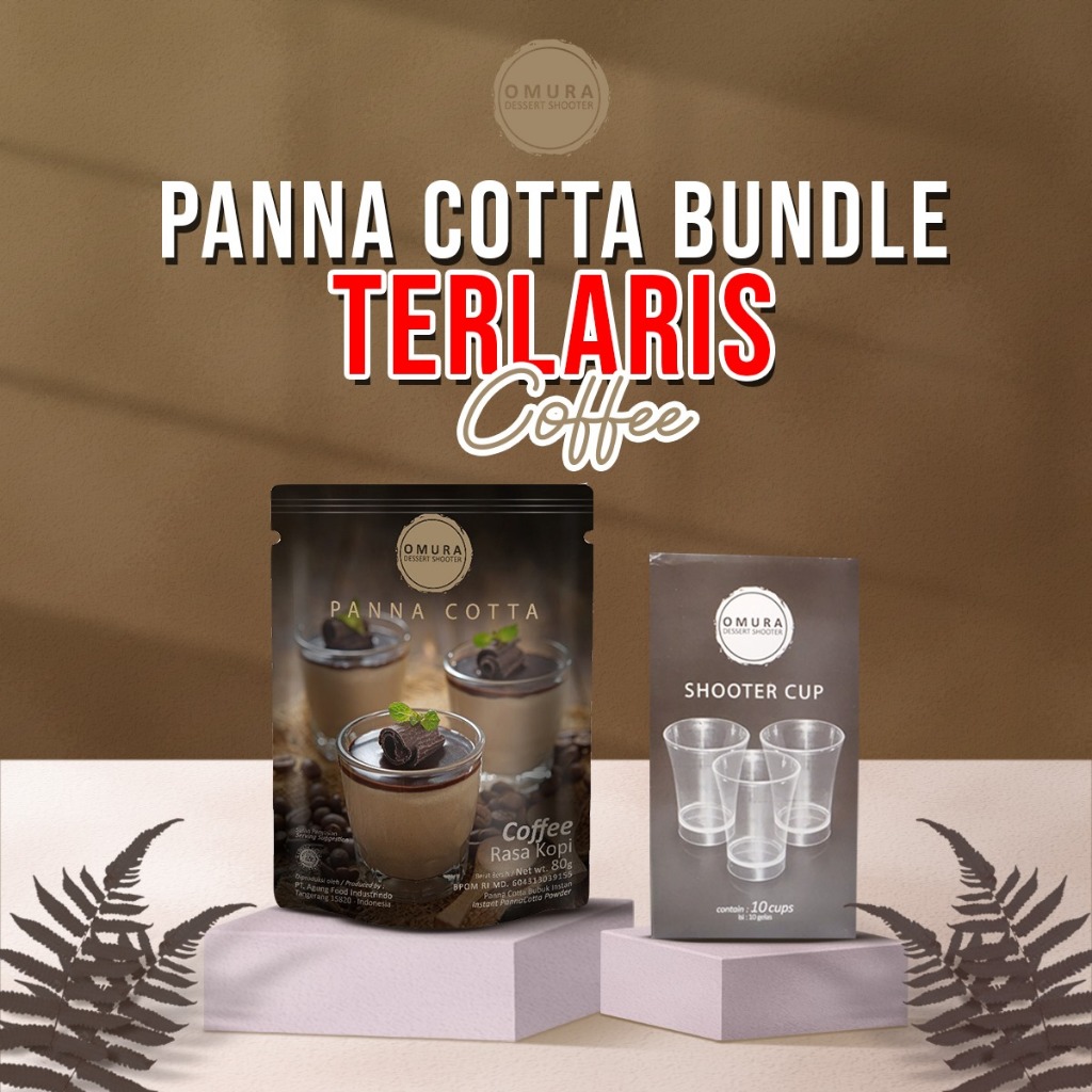 

[BUNDLE CUP] Panna Cotta Pudding Sutera Puding Italia Rasa Coffee / Kopi 1 Pcs + Shooter Cup Gelas Pudding 10 Pcs Dessert Instant Omura Powder