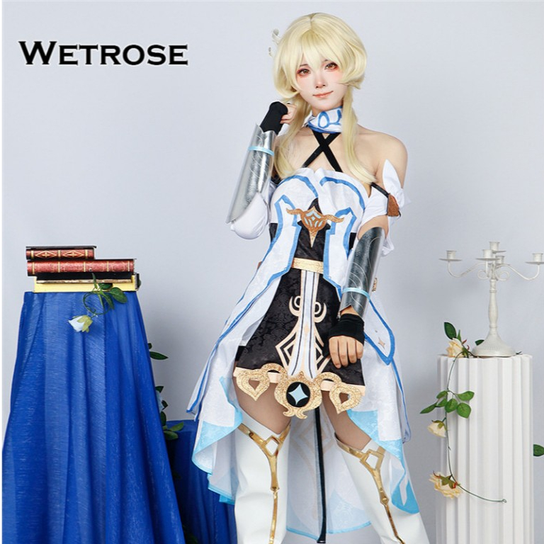 [Wetrose] Genshin Impact Traveler Lumine Cosplay Wanita Costume Kostum Full Set, Lumine Wig