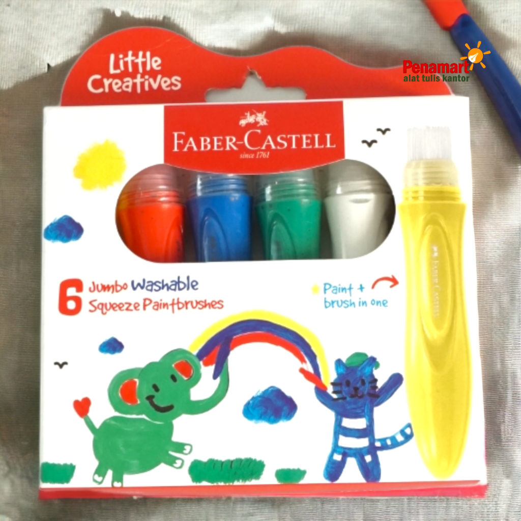 

Cat Warna Jumbo Washable Squeeze Paintbrushes Faber-Castell Isi 6 Warna