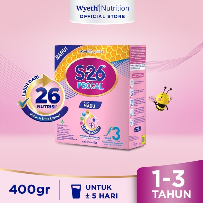 

SUSU S-26 PROCAL BOX RASA MADU 400 GRAM TAHAP 3 USIA 1-3 TAHUN