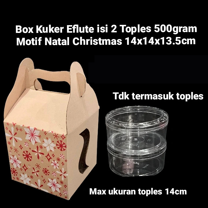 

5 pcs Kardus Tenteng 2 Toples 500gr Natal Box Jinjing Kue Kering Dus Kemasan Hampers Christmas Ukuran 14x14x14 cm