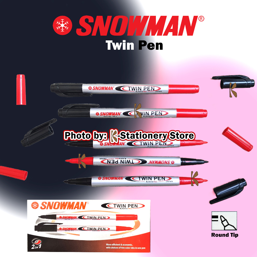 

Spidol Original Snowman Twin Pen Black & Red – Hitam & Merah – 2 Colours