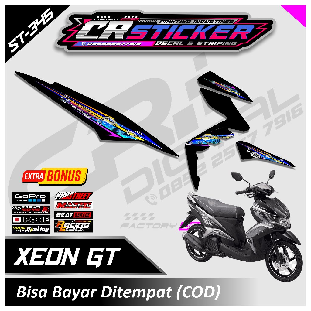 Skotlet Vinyl UV maxdecal body xeon gt125 full set yamaha xeon gt125 Striping Xeon Gt thailand motif