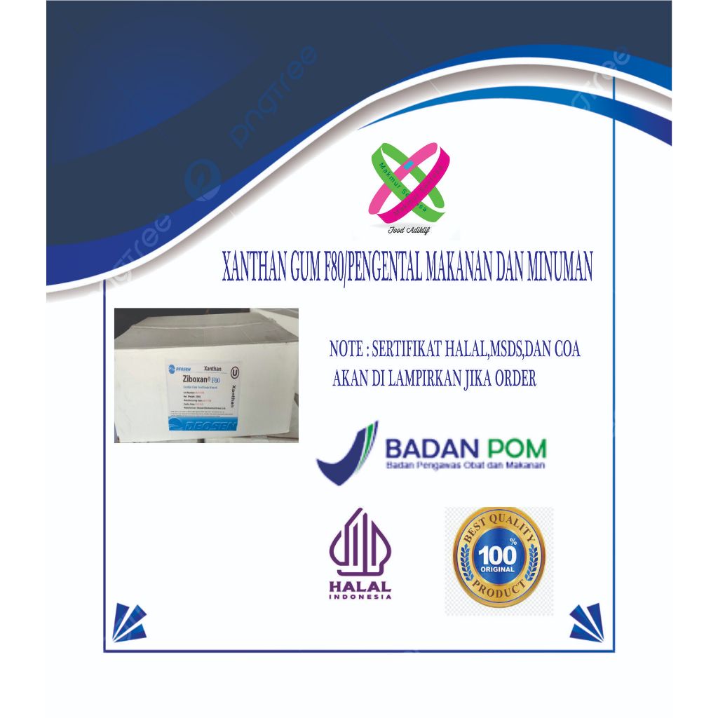 

XANTHAN GUM M80/PENGENTAL MAKANAN DAN MINUMAN/ EMULSIFIER MAKANAN DAN MINUMAN BERSERTIFIKAT HALAL FOOD GRADE