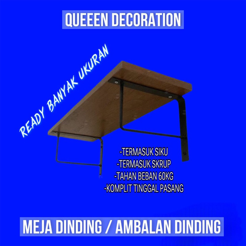 Rak Dinding Minimalis Ambalan LEBAR 40 BRACKET SIKU BESI Hiasan Papan Hambalan Kayu Laci Melayang Hi