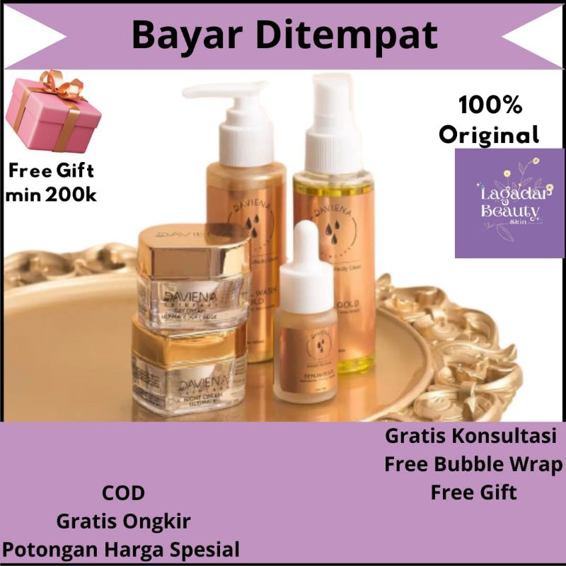 DAVIENA SKINCARE 1 PAKET GOLD UNTUK MENGHILANGKAN FLEK DAN MENGHILANGKAN BEKAS JERAWAT YANG MEMBANDE