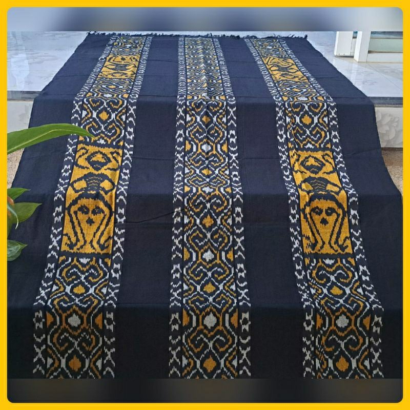 Kain tenun ikat blanket halusan motif etnik terbaru warna coklat emas bahan baju batik copel seragam