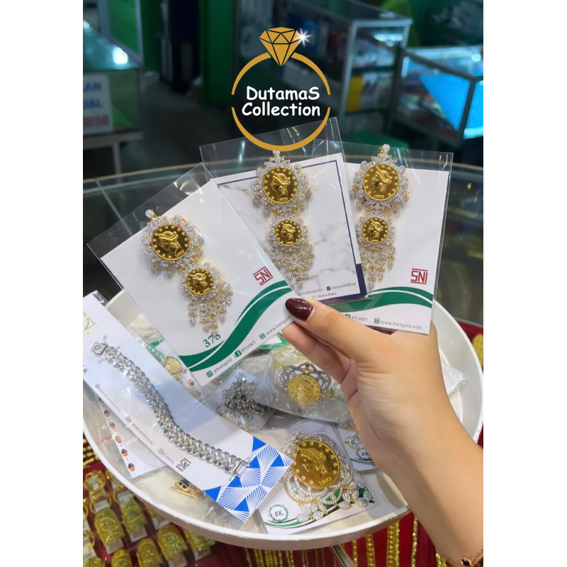 Bros / Mainan Kalung Motif Koin Berat 15 gram an Emas Asli Kadar 375% / 8k (Bisa dijual kembali)