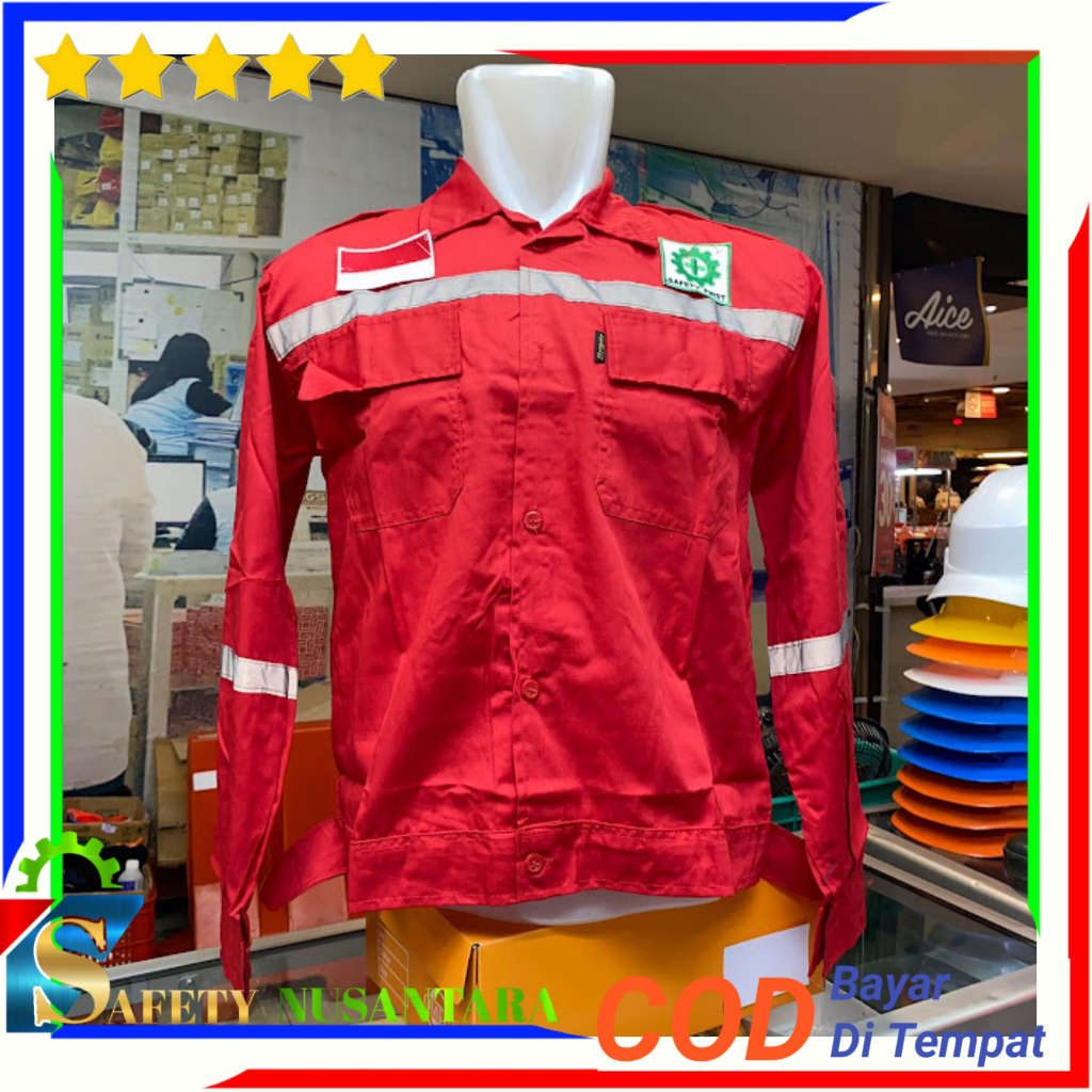 Baju Safety Lengan Panjang Gratis Logo K3 - Baju Safety Proyek - Baju Safety K3 - Baju Safety Tamban