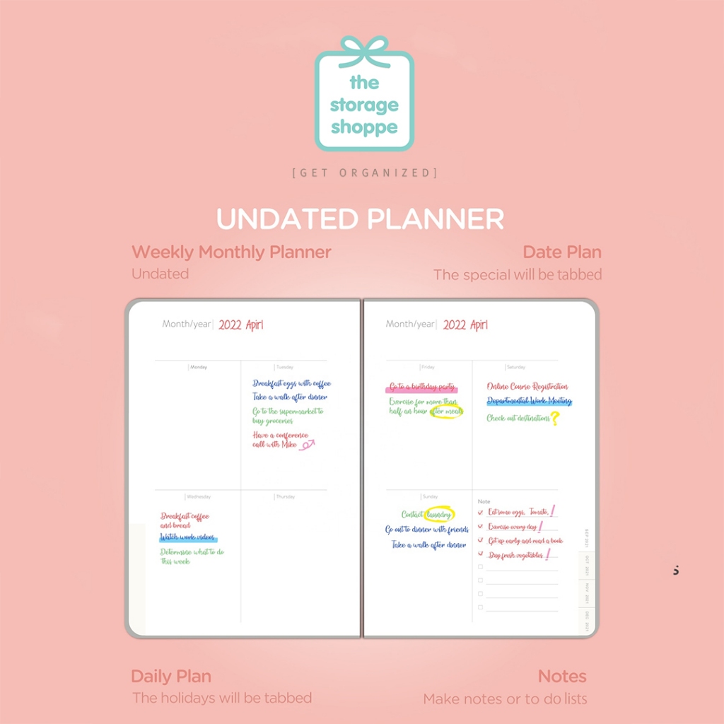 

Promo The Storage Shoppe - Undated Planner / Agenda / Diary / Personal Journal