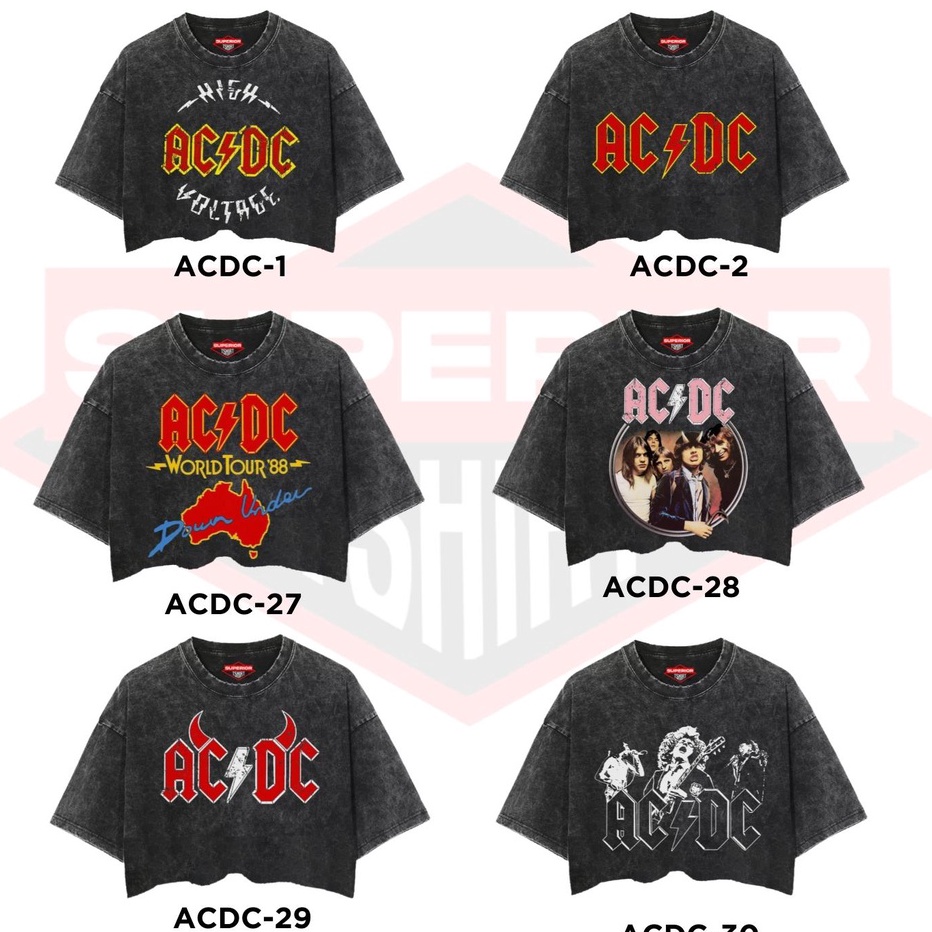 Diskon CROP TEE ACDC WASHED T-SHIRT / OVERSIZE / SLIM-FIT / CROP TOP ACDC