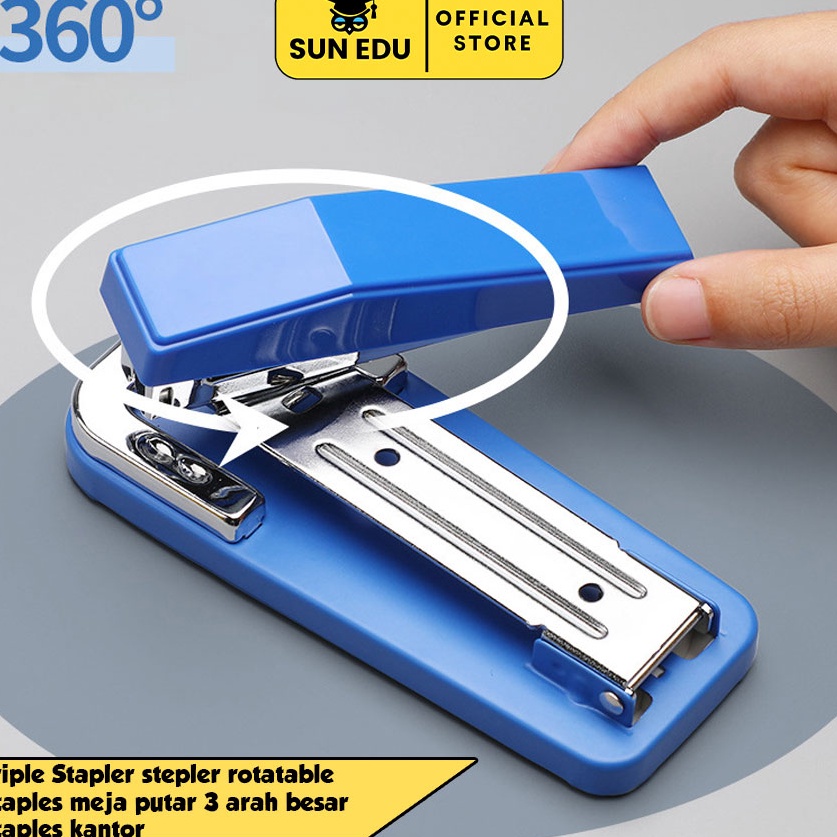 

Jual Triple Stapler stepler rotatable/ Staples meja putar 3 arah besar/ Staples kantor