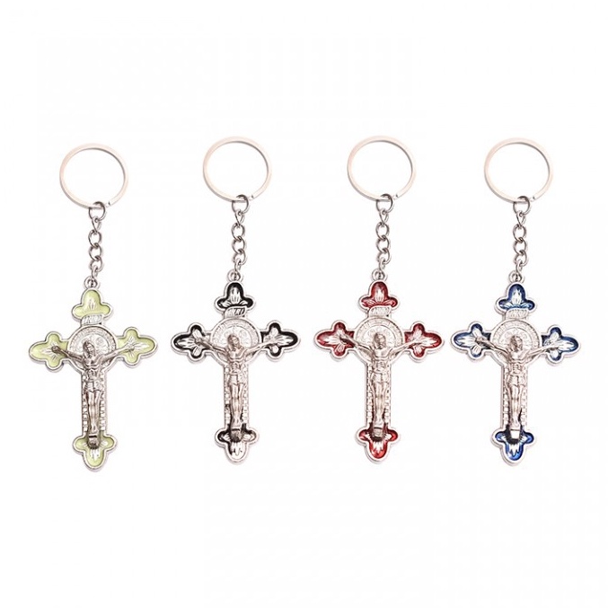 Best Terlaris Gantungan Kunci Salib Benediktus Bunga Tebal - Gantungan Kunci Salib - Gantungan Kunci