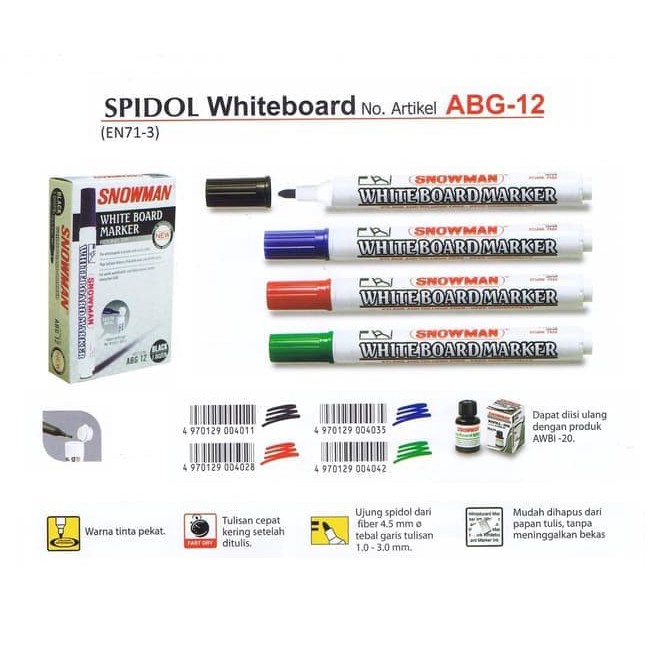 

➸➚✣ Spidol Whiteboard Snowman ABG-12