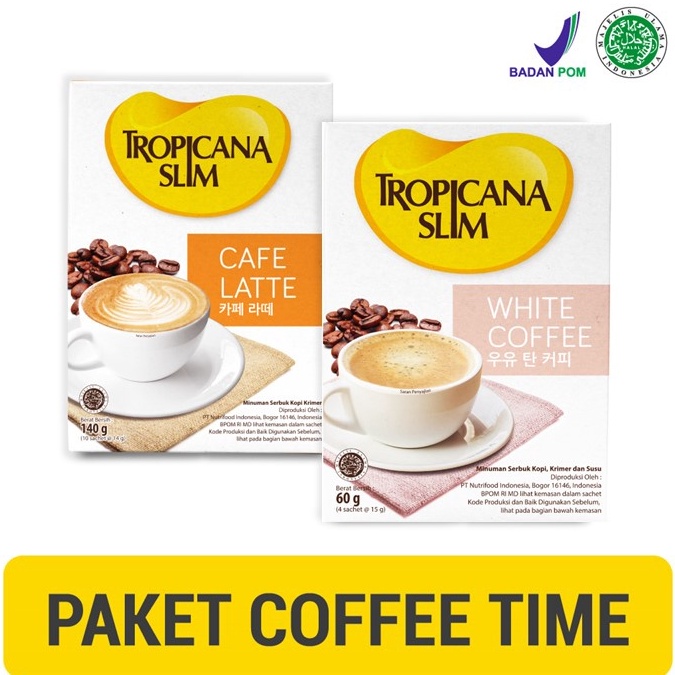 

➪➽✳✧ Paket Coffee Time - Tropicana Slim Cafe Latte + Tropicana Slim White Coffee - Kopi Bebas Gula Harga Murah