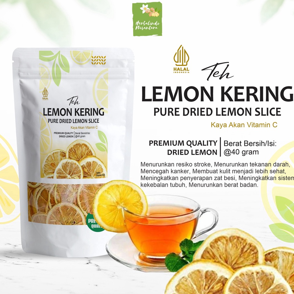 

➫➻❀✺ Lemon kering, lemon, dried lemon, dried lemon slice, jeruk lemon kering Kwalitas Premium Grade A Isi 40 Gram Harga Murah