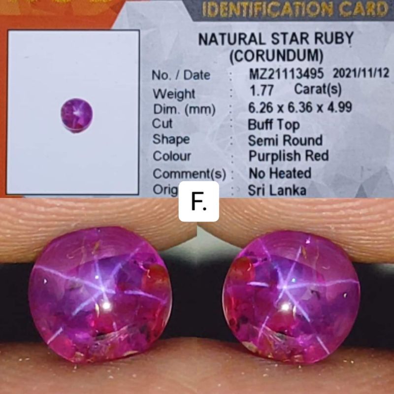 Natural Star Ruby Srilanka Ceylon HQ Kristal Memo KGL