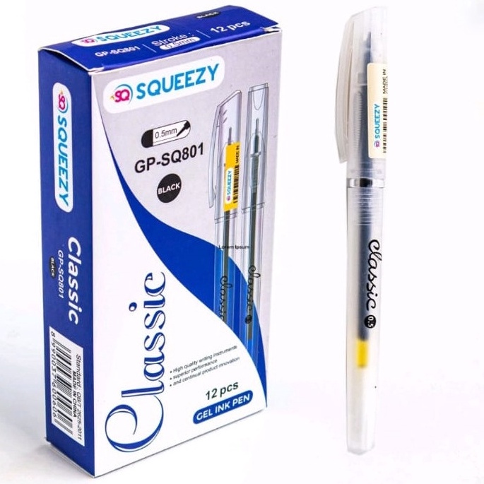 

Ready Pulpen SQUEEZY Gel Pen 0.5 MM isi 12 / 0.5 MM / Pena / GP-SQ801