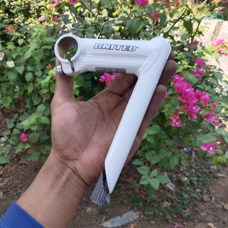 Stem bangau united panjang 10cm putih full alloy tebal ringan all bike manukan sepeda